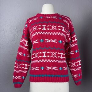 Vintage 80s Small Harolds Handmade Heavy Thick Cotton Fisherman Sweater Hygge